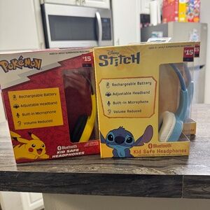 🎧 Kid Safe Bluetooth Headphones (Pokémon or Stitch)